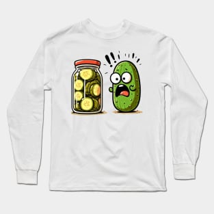Funny Pickle Surprise Cucumber And A Jar Of Sliced Pickles Long Sleeve T-Shirt
